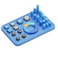 Bright blue electronic music production controller with many buttons and knobs Royalty Free Stock Photo