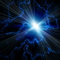 Bright blue flash with lightning Royalty Free Stock Photo
