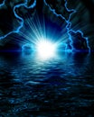 Bright blue flash with lightning Royalty Free Stock Photo