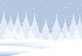 Bright blue forest winter background. Illustration design