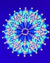 Bright blue gel pen colorful hand drawn mandala.