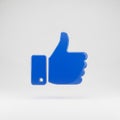 Blue Thumbs Up Icon with Subtle Shadow on Light Gray Background like approval Royalty Free Stock Photo