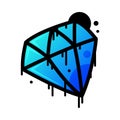 Bright Blue Graffiti Diamond as Street Wall Painting Art Vector Illustration