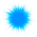 Bright blue halftone star with rays