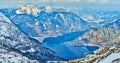 The bright blue Hallstatter see, Dachstein Alps, Salzkammergut, Austria Royalty Free Stock Photo