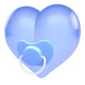 Bright blue heart with baby-soother