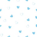 Bright Blue Glitter Heart Seamless Pattern on White Royalty Free Stock Photo