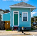 Bright Blue House in New Orleans, Louisiana 7th Ward Royalty Free Stock Photo