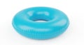 Bright Blue Inflatable Swim Ring Floating on White Background pool toy water toy Royalty Free Stock Photo