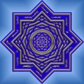 bright blue intricate mandala Royalty Free Stock Photo