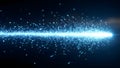 Bright blue light beam with particles in dark background Royalty Free Stock Photo