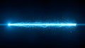 Bright blue light beam with particles on dark background Royalty Free Stock Photo