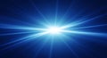 Bright blue light beams emanate from a central point against a darker blue Royalty Free Stock Photo