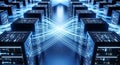 Futuristic Data Center High Speed Servers AI Networking for Cloud Computing Big Data and Digital Transformation Background Royalty Free Stock Photo