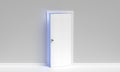 Bright blue light through ajar door. Royalty Free Stock Photo