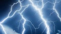 Bright blue lightning on a black background. Electrical discharges. Night thunderstorm. Generated AI. Royalty Free Stock Photo