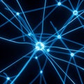 Bright blue lines and nodes represent the synaptic connections and neural Royalty Free Stock Photo