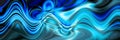 Bright blue neon glowing distorted abstract wavy pattern. Dynamic motion.