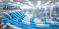 Network cables connect equipment in a modern data center filled with advanced technology and infrastructure Royalty Free Stock Photo