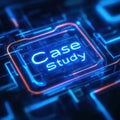 Bright blue and orange circuit design featuring the words Case Study, portraying a digital analysis concept with modern Royalty Free Stock Photo