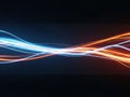 Bright Blue and Orange Light Streaks Across Dark Background Royalty Free Stock Photo