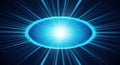 Bright blue oval energy burst abstract light rays digital art glowing effect Royalty Free Stock Photo
