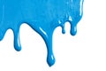 Bright Blue Paint Dripping Isolated on White Royalty Free Stock Photo