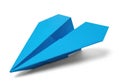 Bright blue paper airplane flying forward isolated on white background Royalty Free Stock Photo