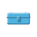 A bright blue plastic storage box with a latch and handle Royalty Free Stock Photo