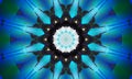 Bright blue pulsar star-shaped mandala Art Royalty Free Stock Photo