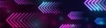 Bright blue purple abstract neon arrows tech sci-fi background Royalty Free Stock Photo