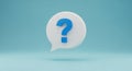 Blue Question Mark Inside a White Speech Bubble on a Light Blue Background symbol communication Royalty Free Stock Photo