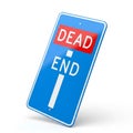Blue Dead End Street Sign with Red DEAD Text and White Line on White Background road sign Royalty Free Stock Photo