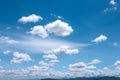 Bright blue sky background and white clouds group pattern floating with breeze on  , summer day Royalty Free Stock Photo