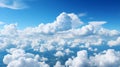 Bright blue sky with curly clouds Daylight background. Royalty Free Stock Photo