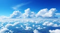 Bright blue sky with curly clouds Daylight background. Royalty Free Stock Photo