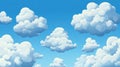 A bright blue sky filled with fluffy white clouds, creating a serene and cheerful atmosphere Royalty Free Stock Photo