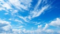 Bright blue sky, fluffy clouds, nature vibrant, tranquil backdrop generated by AI