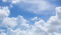 Bright blue sky with fluffy white clouds. Clearing day and Good weather. Blue sky background Royalty Free Stock Photo