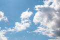 Bright blue sky with fluffy white clouds on a sunny day