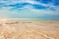 Pink coast and blue sky of the Dead sea Royalty Free Stock Photo