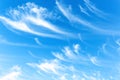 Bright blue sky with white cirrus clouds.ÃÂ¡oncept of decorating covers, wallpapers, postcards, a symbol of freedom, magic space