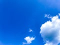 The bright blue sky, white clouds and soft wind blowing in the summer. Royalty Free Stock Photo
