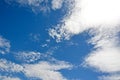 Bright blue sky with white fluffy clouds. View from below Royalty Free Stock Photo