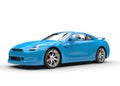 Bright Blue Sports Car on White Background Royalty Free Stock Photo