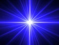 Bright Blue Star Burst Background with Symmetrical Lines and Glowing Central Light Royalty Free Stock Photo