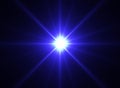 Bright blue star on a dark background Royalty Free Stock Photo