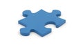 A bright blue star-shaped jigsaw puzzle piece isolated on a plain white background in a clean minimalistic 3D rendering with Royalty Free Stock Photo