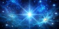 Bright blue star shining in deep space stellar explosion behind star clusters High resolution galaxy background Creative AI Royalty Free Stock Photo