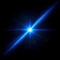 Bright Blue Starburst Light on Dark Background Royalty Free Stock Photo